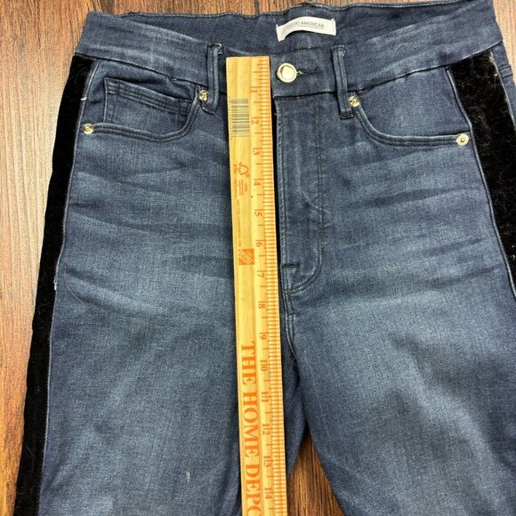 Good American Good Waist Skinny Jeans Velvet Stripe Dark Wash Women’s Size 8/29 - Picture 8 of 11